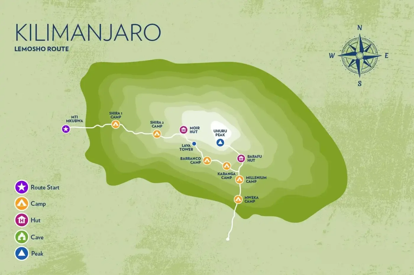Lemosho Route map