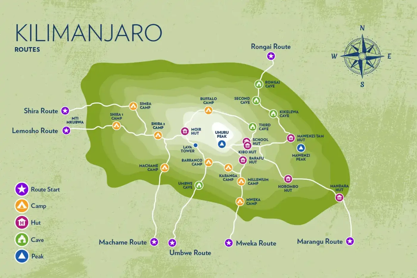  Kilimanjaro Climbing Map Routes